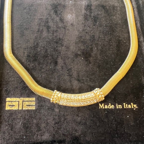 Dior Elegant Gold Necklace with white stones Accents - Picture 6 of 13